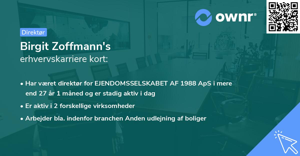 Birgit Zoffmann's erhvervskarriere kort
