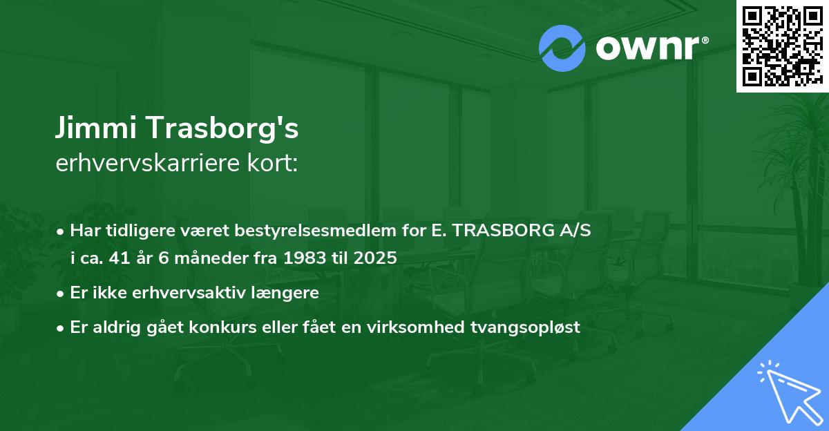 Jimmi Trasborg's erhvervskarriere kort