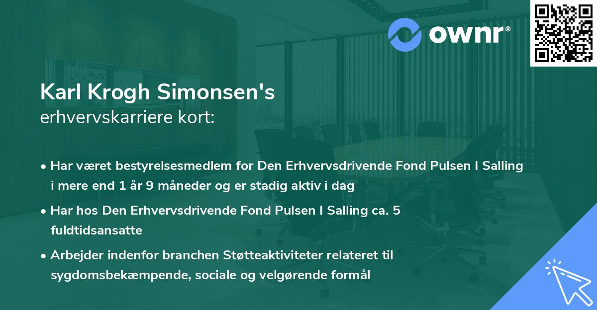Karl Krogh Simonsen's erhvervskarriere kort