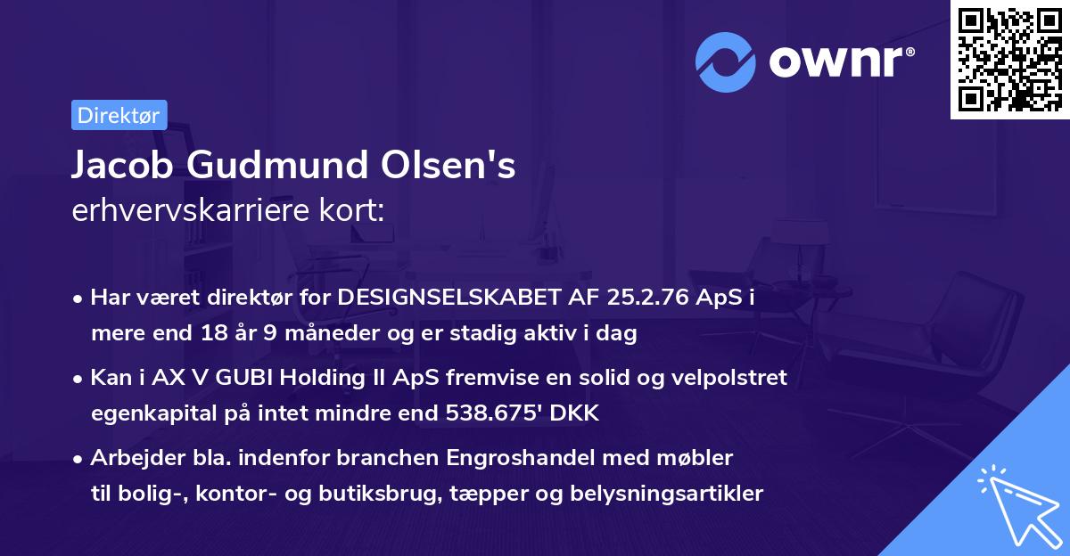Jacob Gudmund Olsen's erhvervskarriere kort