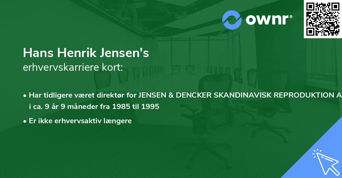 Hans Henrik Jensen's erhvervskarriere kort