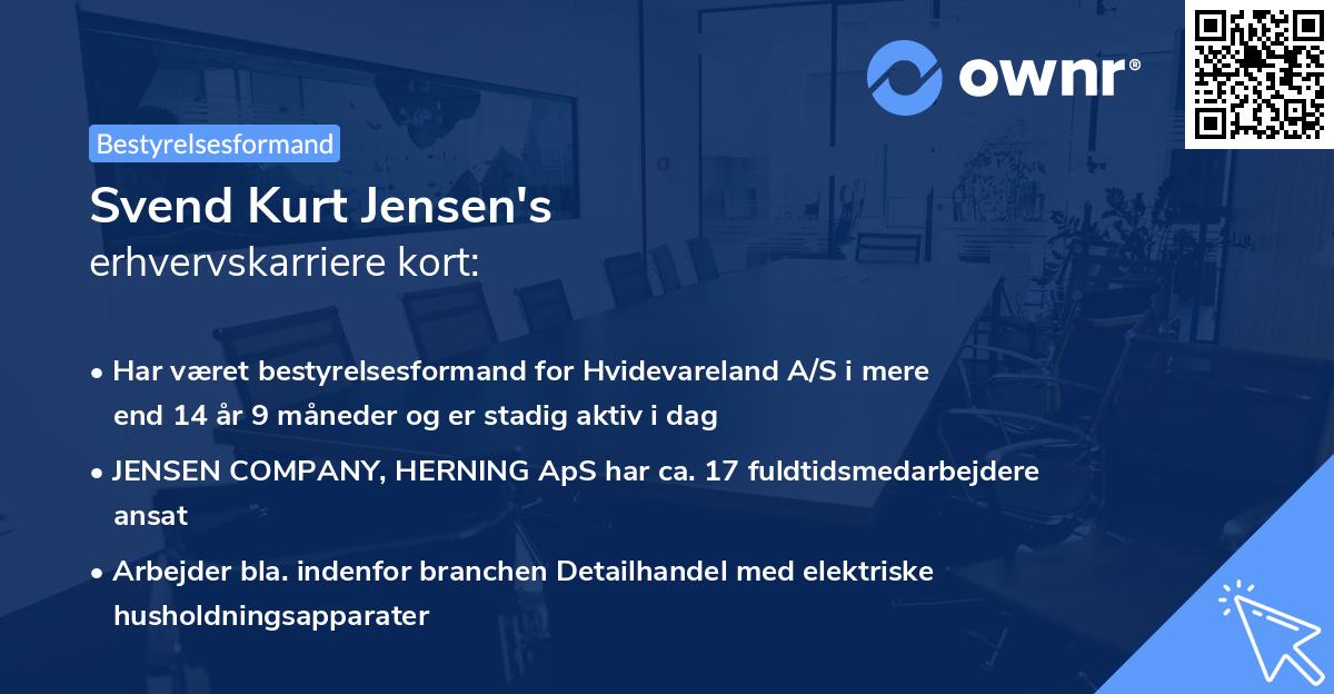 Svend Kurt Jensen's erhvervskarriere kort