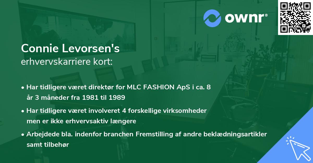 Connie Levorsen's erhvervskarriere kort