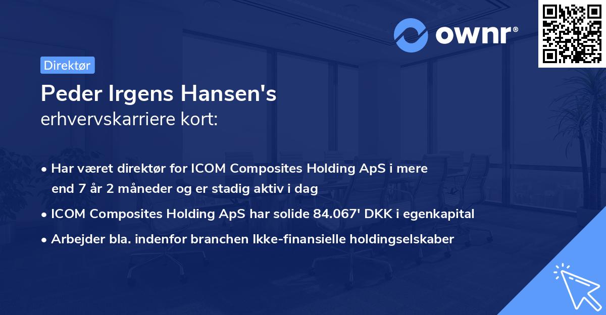Peder Irgens Hansen's erhvervskarriere kort