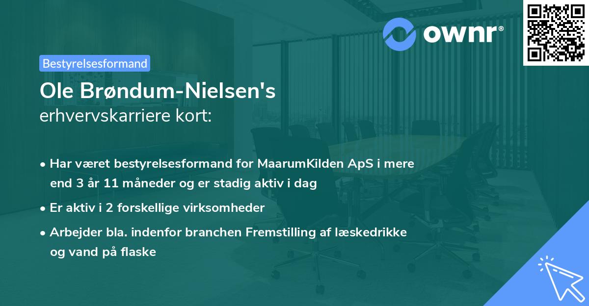 Ole Brøndum-Nielsen's erhvervskarriere kort