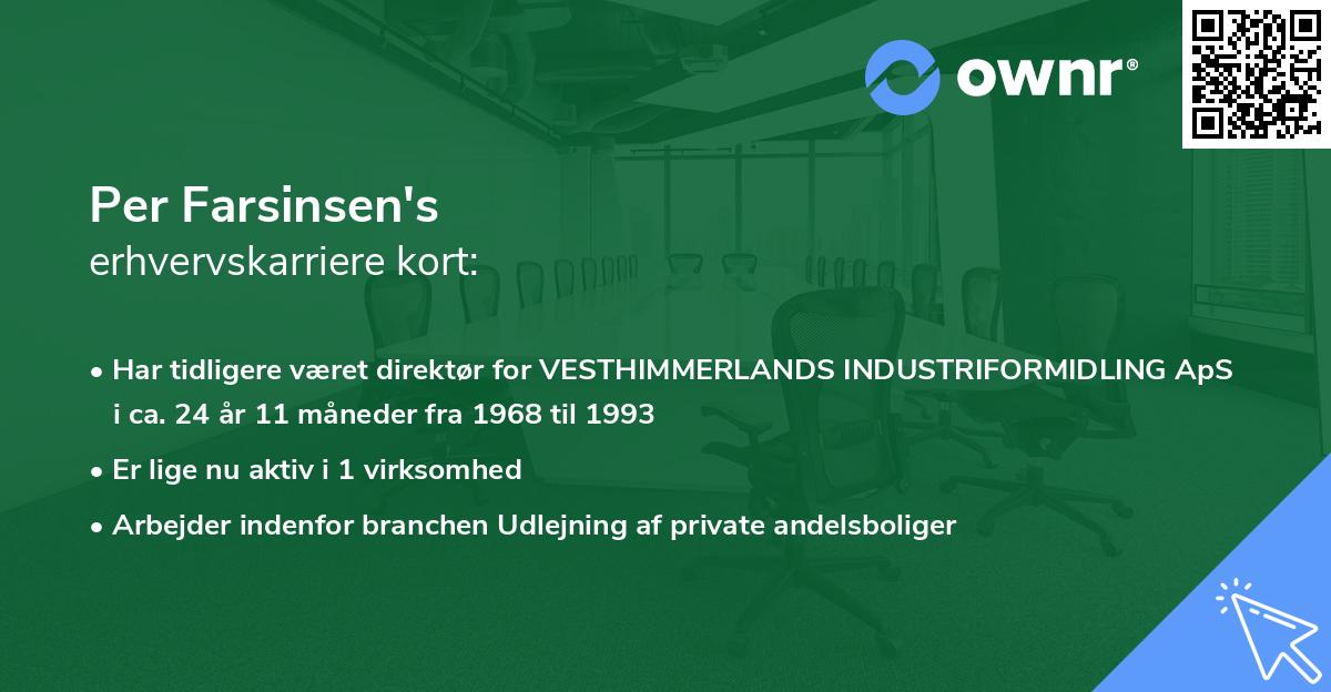 Per Farsinsen's erhvervskarriere kort