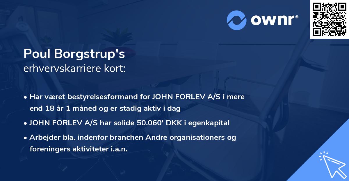 Poul Borgstrup's erhvervskarriere kort