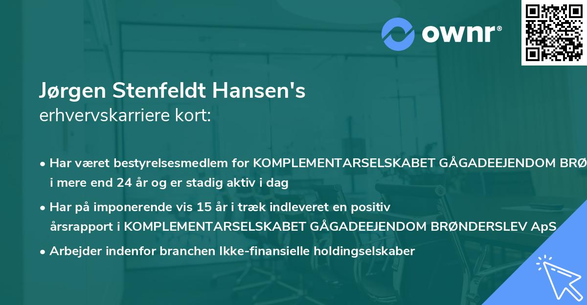 Jørgen Stenfeldt Hansen's erhvervskarriere kort