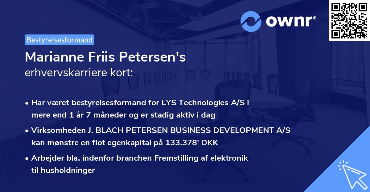 Marianne Friis Petersen's erhvervskarriere kort