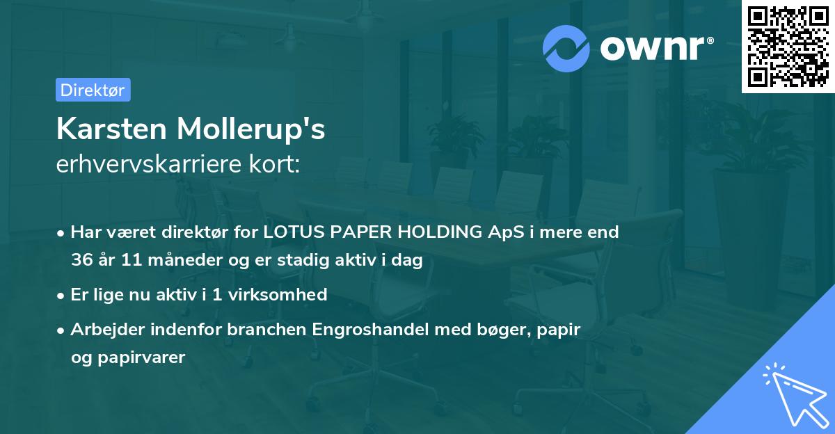 Karsten Mollerup's erhvervskarriere kort