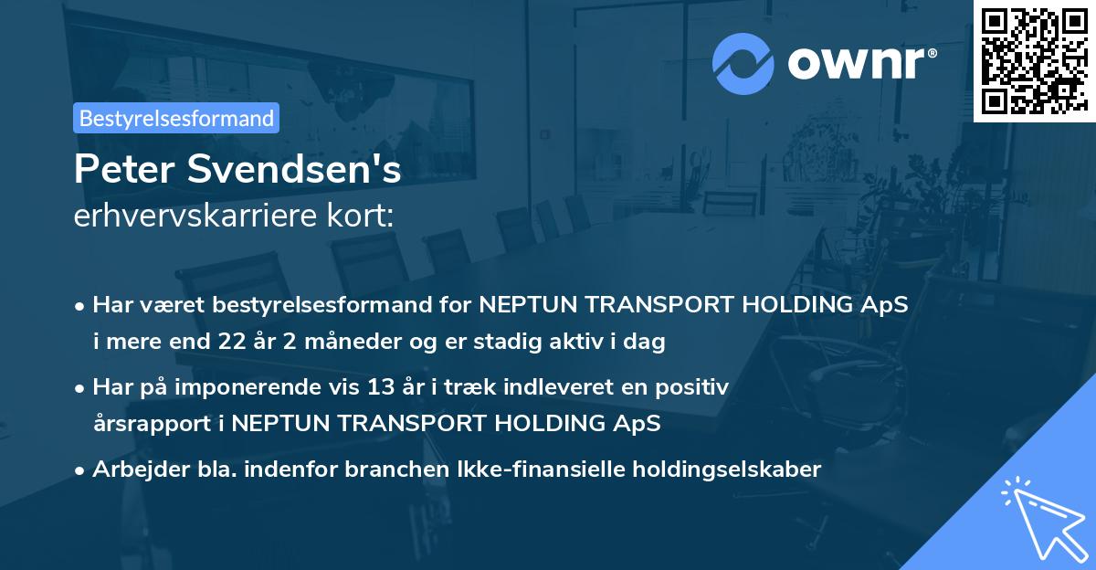 Peter Svendsen's erhvervskarriere kort
