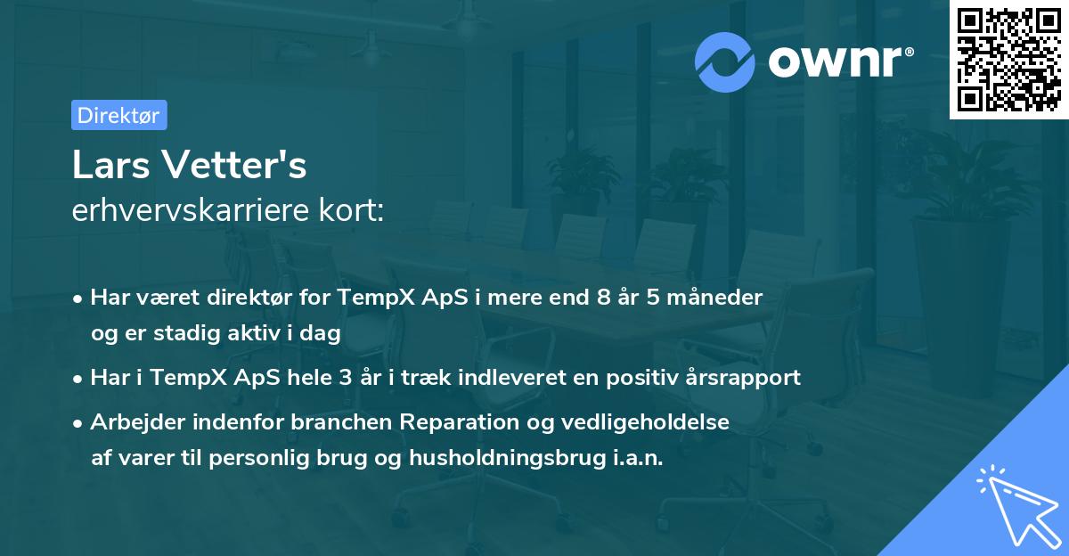 Lars Vetter's erhvervskarriere kort