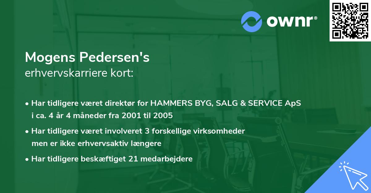 Mogens Pedersen's erhvervskarriere kort