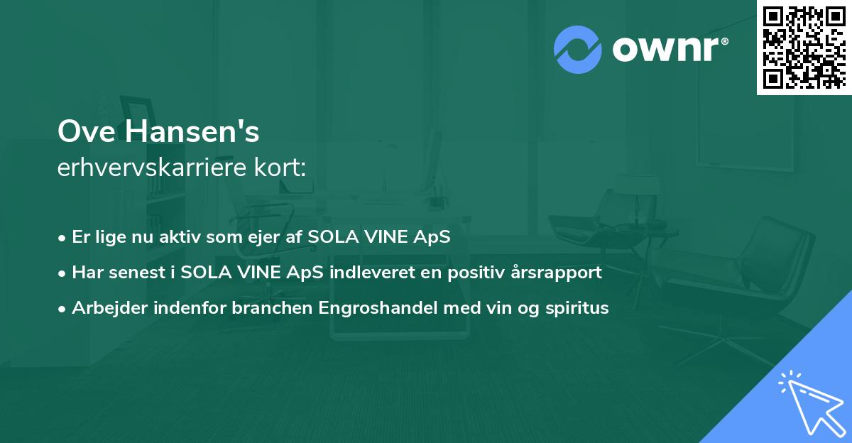 Ove Hansen's erhvervskarriere kort