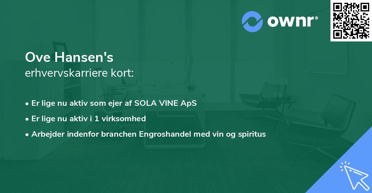 Ove Hansen's erhvervskarriere kort