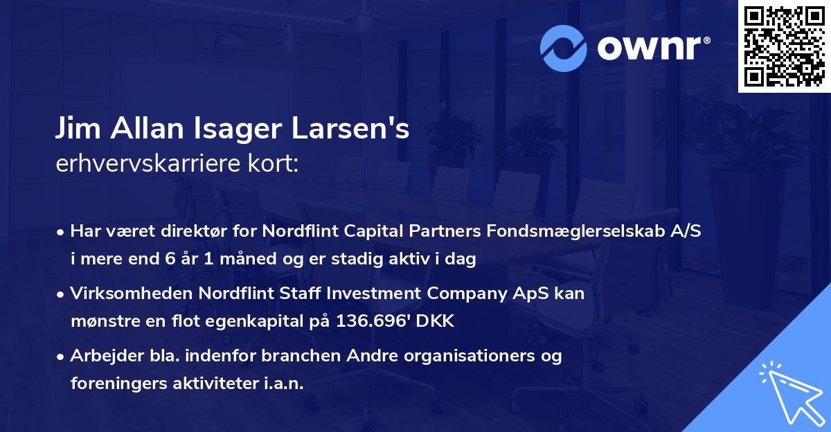 Jim Allan Isager Larsen's erhvervskarriere kort
