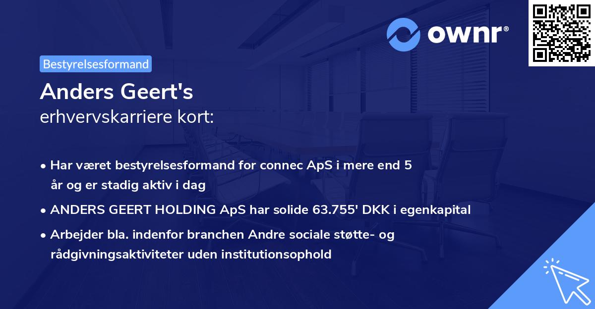 Anders Geert's erhvervskarriere kort