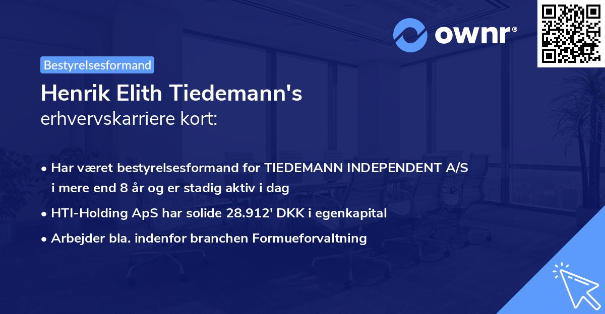 Henrik Elith Tiedemann's erhvervskarriere kort