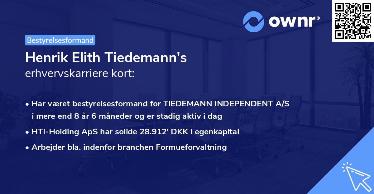 Henrik Elith Tiedemann's erhvervskarriere kort