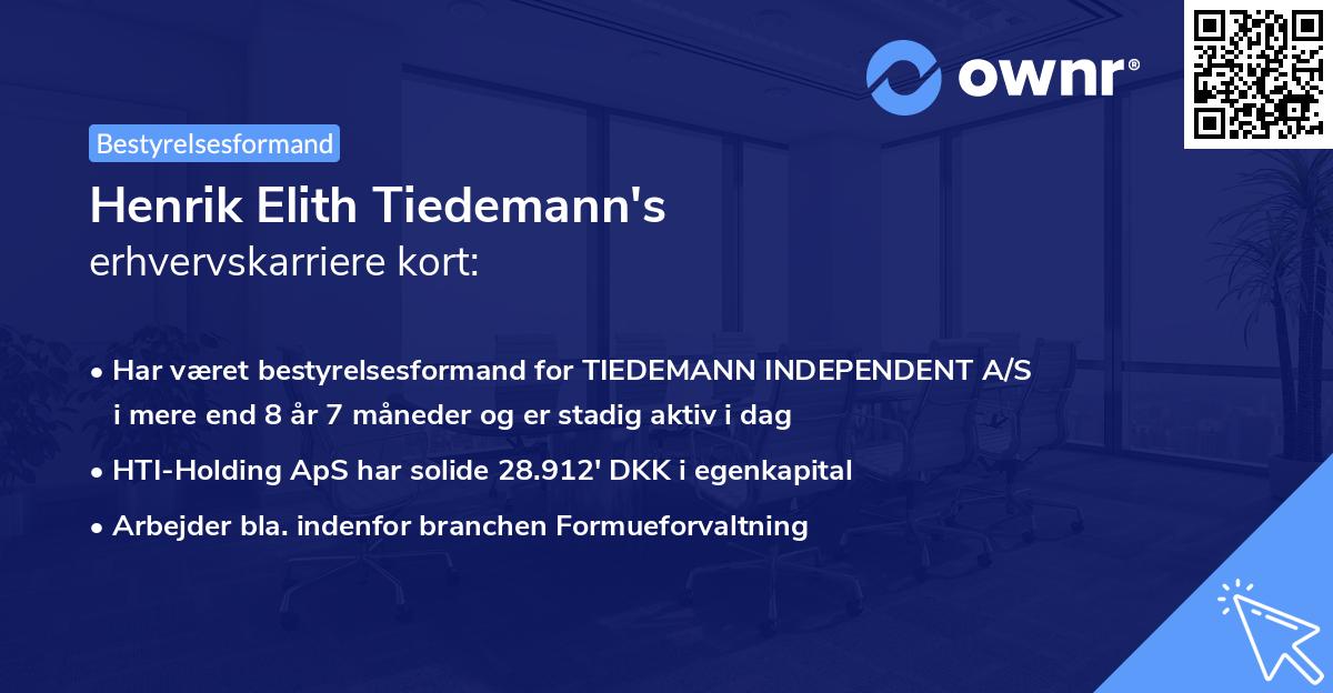 Henrik Elith Tiedemann's erhvervskarriere kort