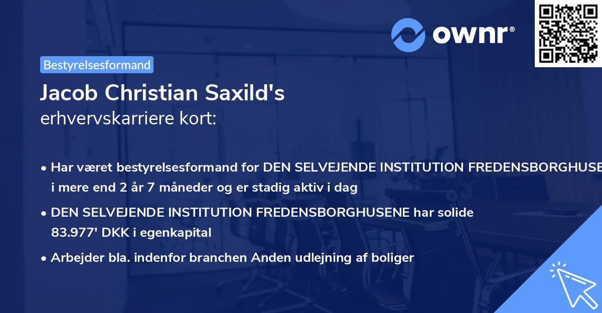 Jacob Christian Saxild's erhvervskarriere kort