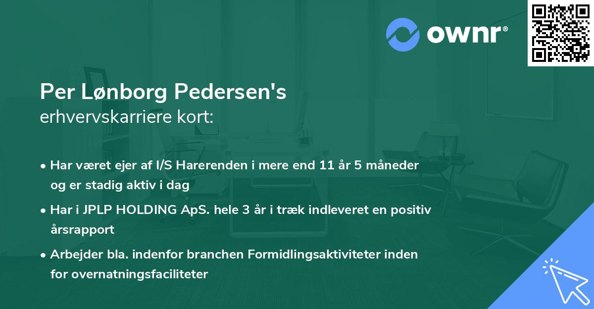 Per Lønborg Pedersen's erhvervskarriere kort