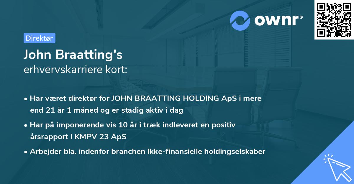 John Braatting's erhvervskarriere kort