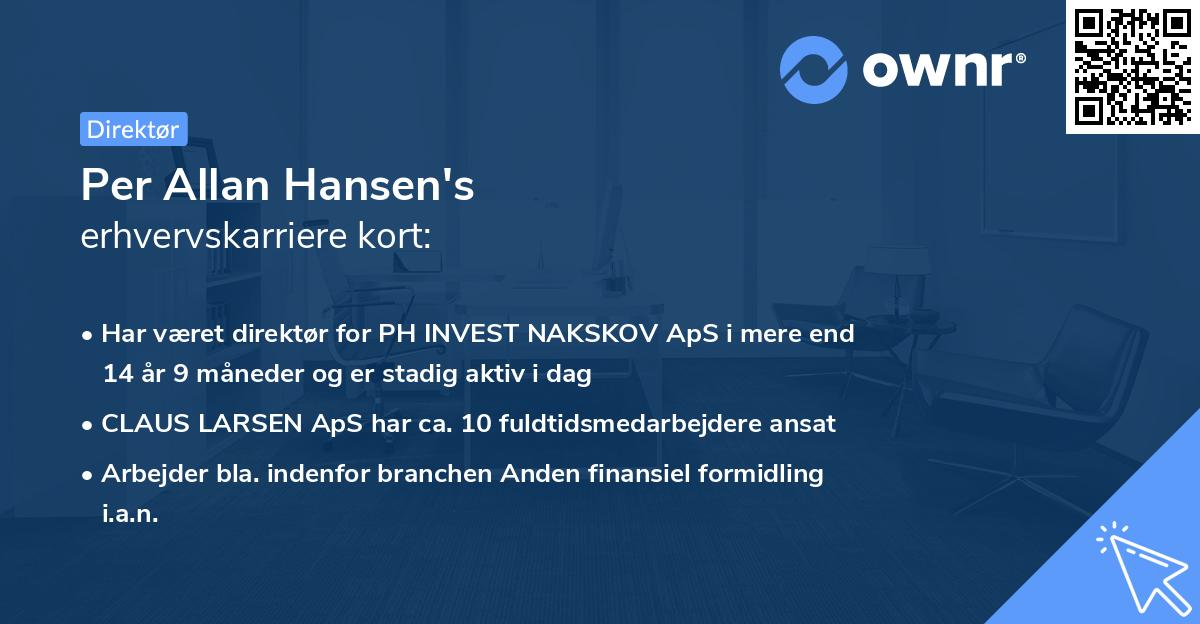 Per Allan Hansen's erhvervskarriere kort