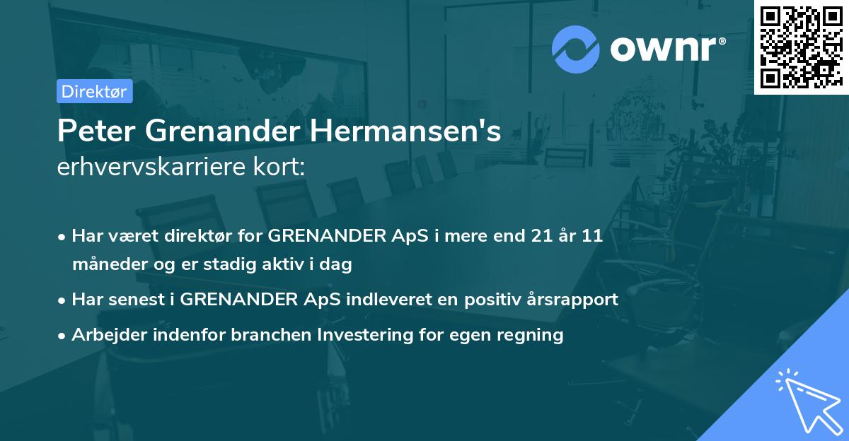 Peter Grenander Hermansen's erhvervskarriere kort