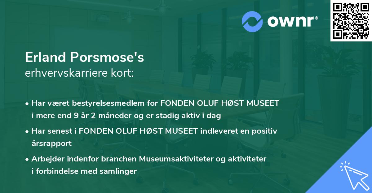 Erland Porsmose's erhvervskarriere kort