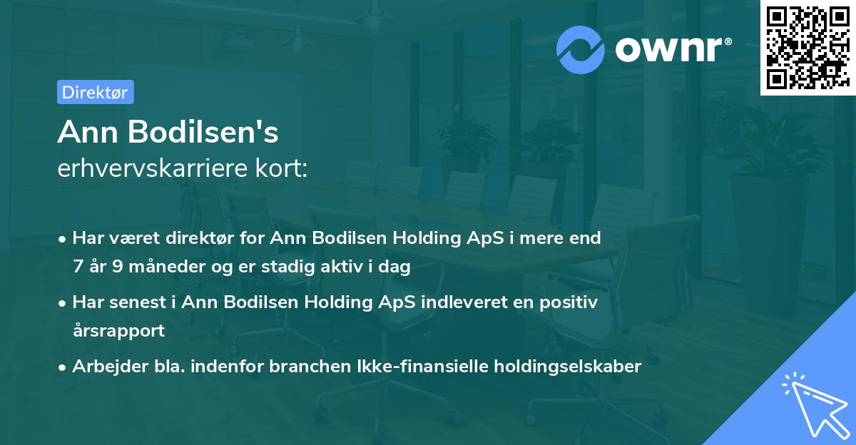 Ann Bodilsen's erhvervskarriere kort