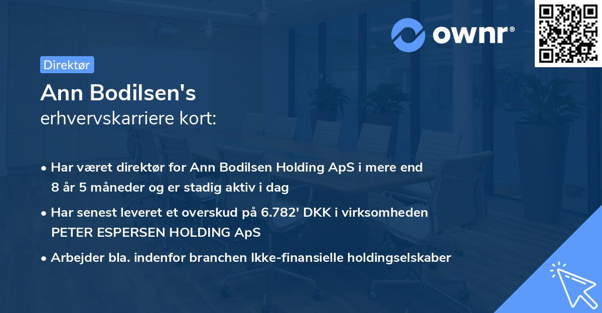 Ann Bodilsen's erhvervskarriere kort