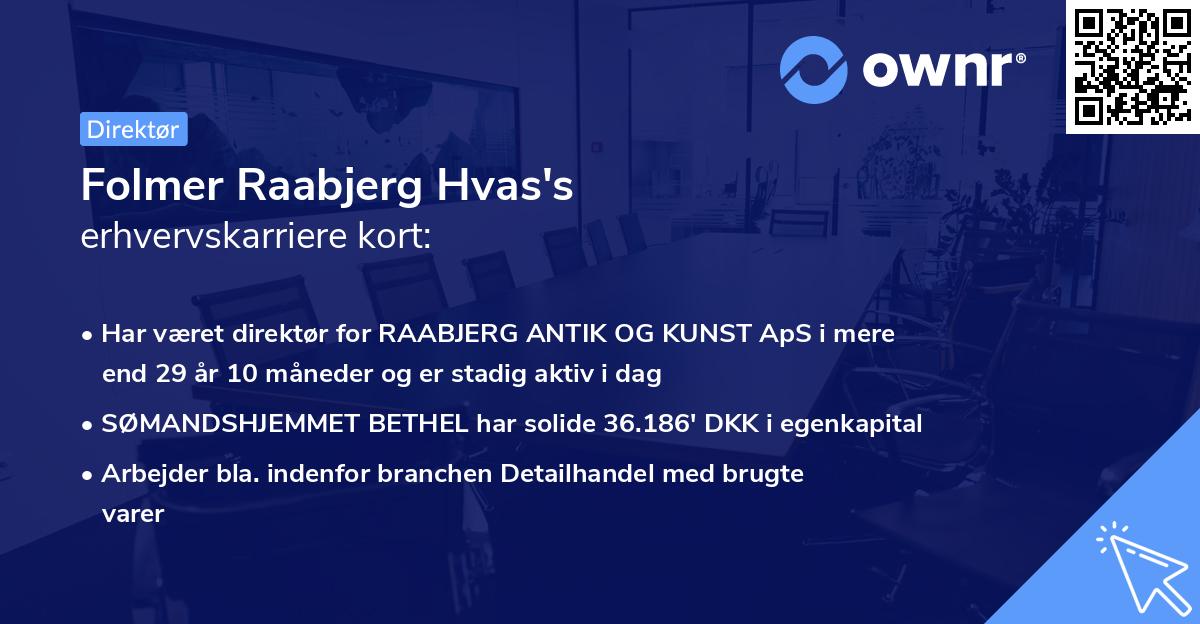 Folmer Raabjerg Hvas's erhvervskarriere kort
