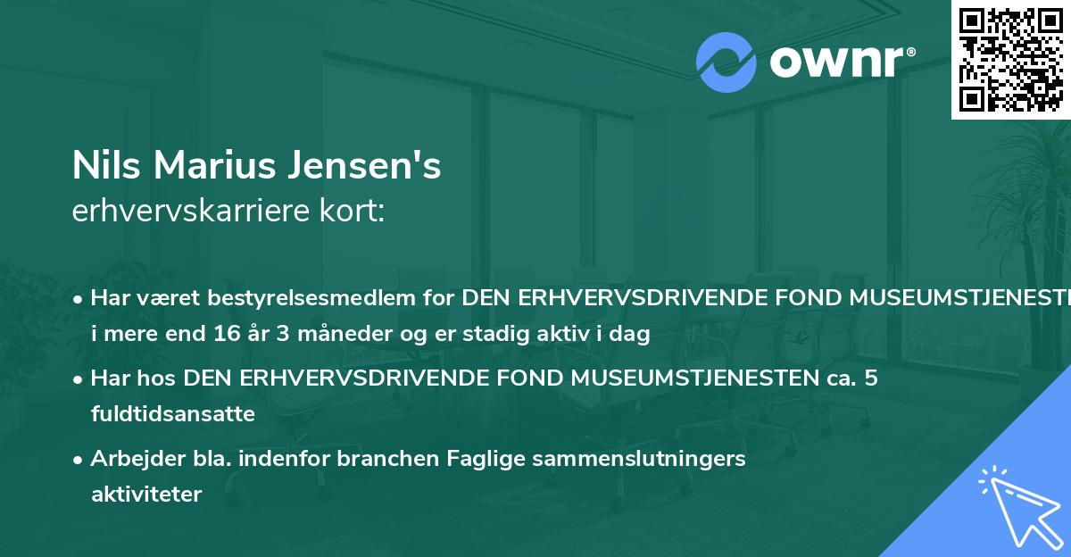 Nils Marius Jensen's erhvervskarriere kort
