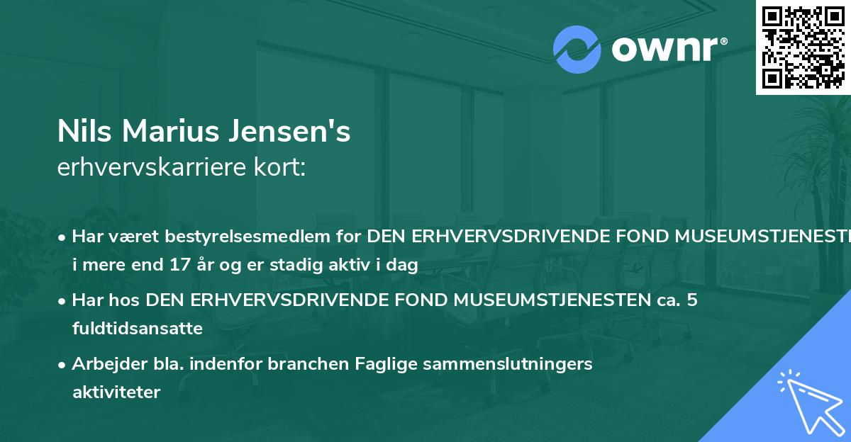 Nils Marius Jensen's erhvervskarriere kort
