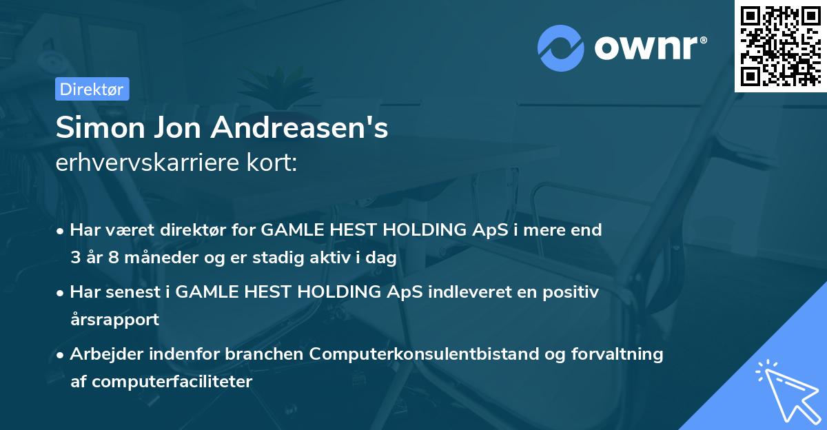 Simon Jon Andreasen's erhvervskarriere kort