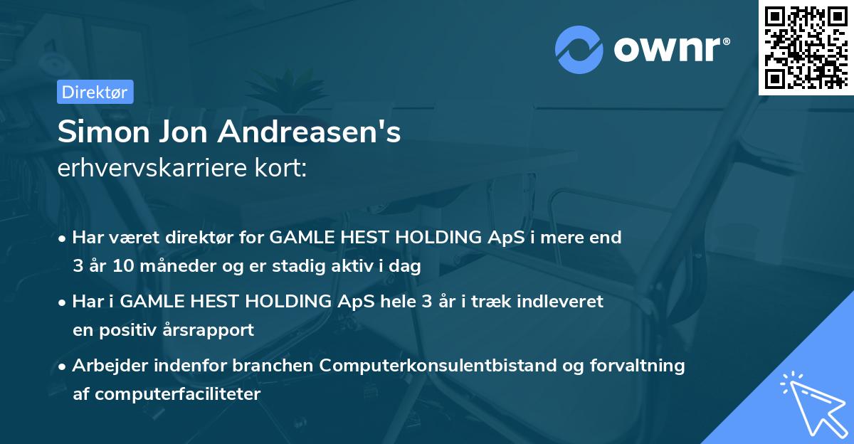 Simon Jon Andreasen's erhvervskarriere kort