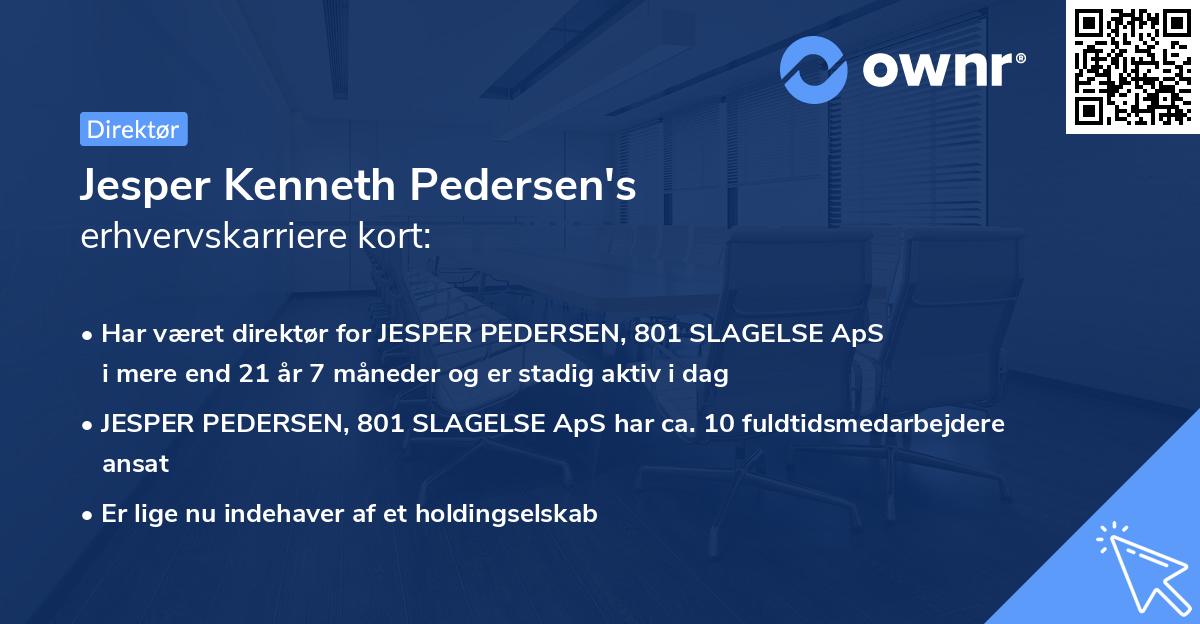 Jesper Kenneth Pedersen's erhvervskarriere kort