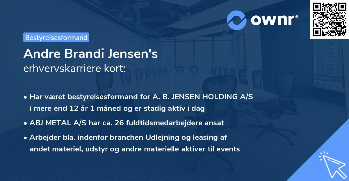 Andre Brandi Jensen's erhvervskarriere kort