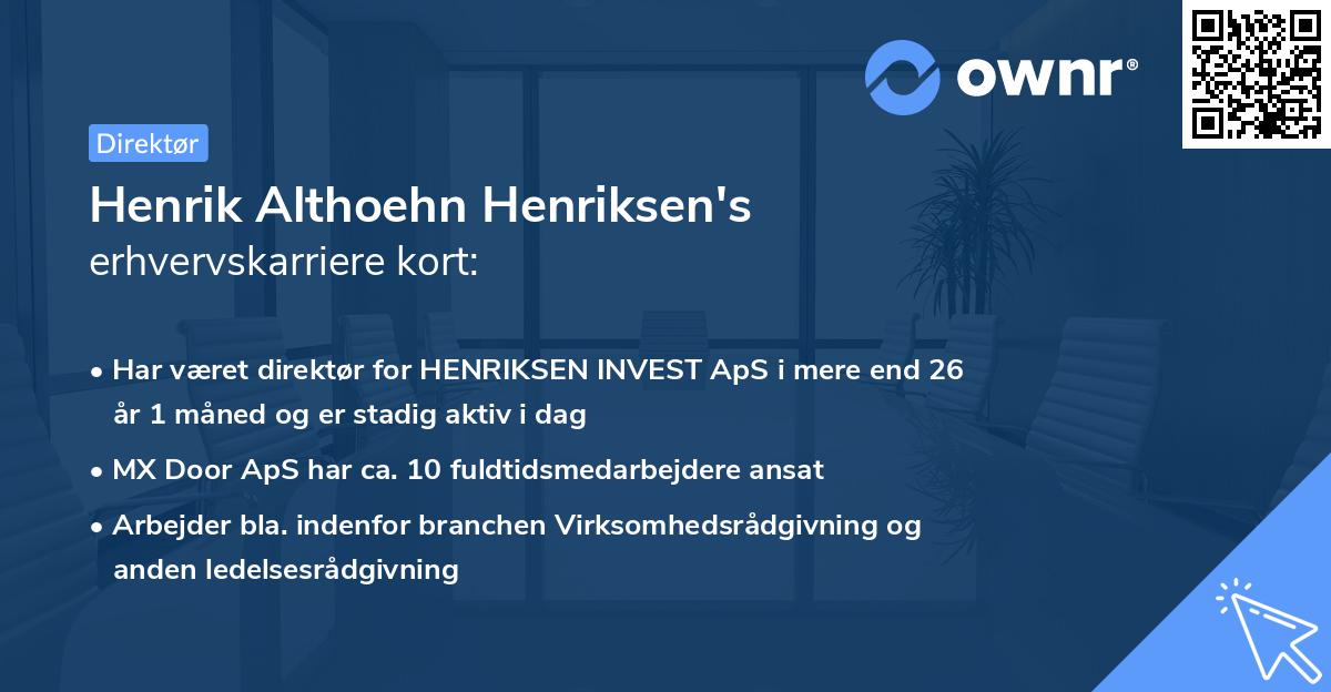 Henrik Althoehn Henriksen's erhvervskarriere kort