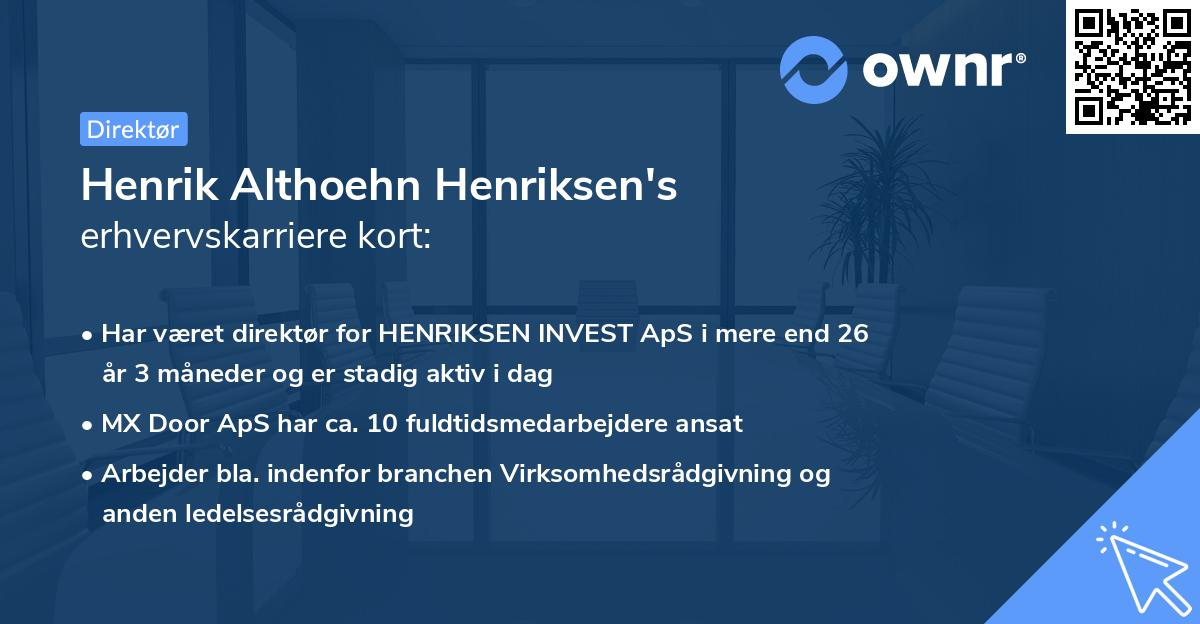Henrik Althoehn Henriksen's erhvervskarriere kort