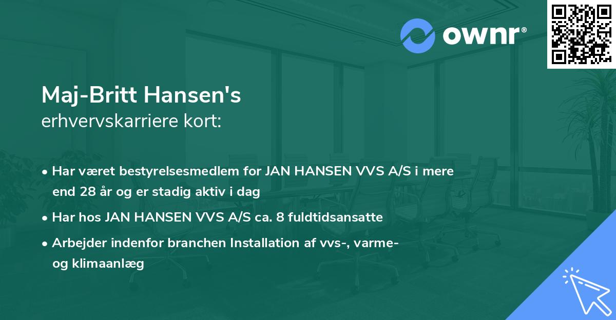 Maj-Britt Hansen's erhvervskarriere kort