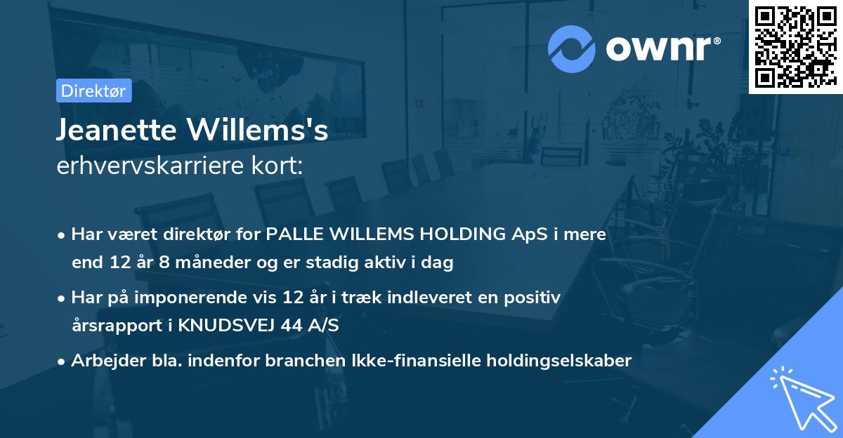 Jeanette Willems's erhvervskarriere kort