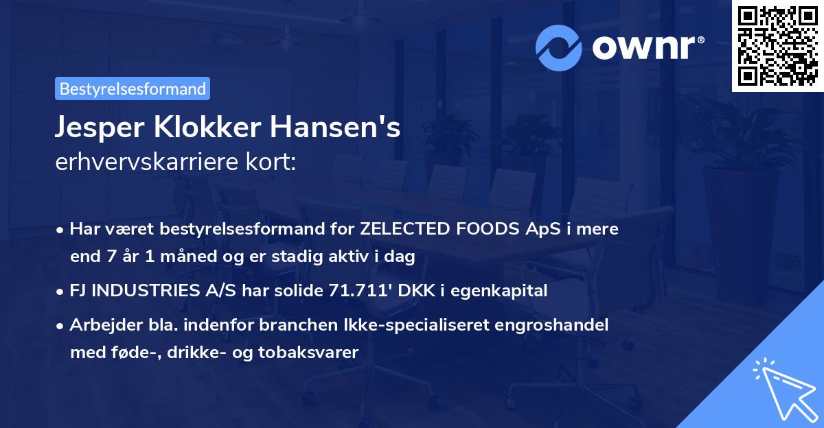 Jesper Klokker Hansen's erhvervskarriere kort