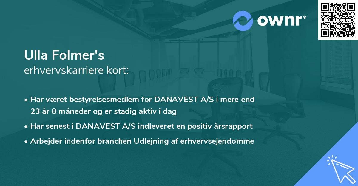 Ulla Folmer's erhvervskarriere kort
