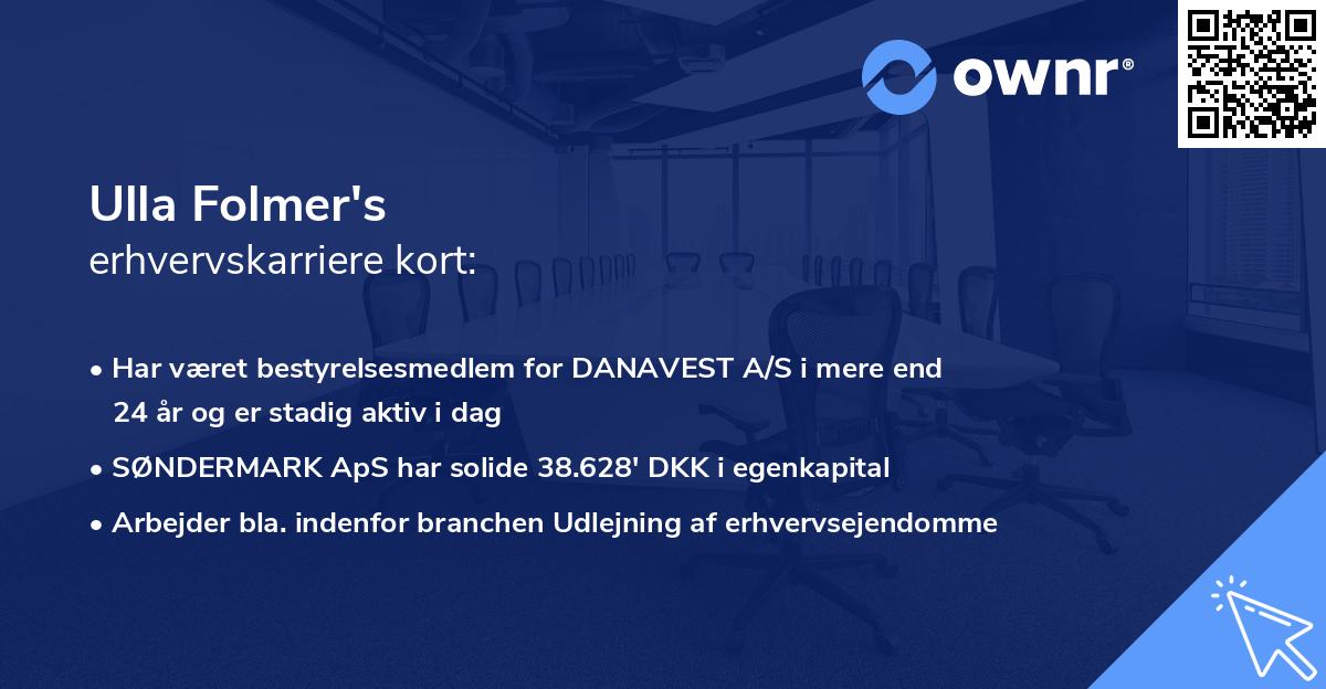 Ulla Folmer's erhvervskarriere kort