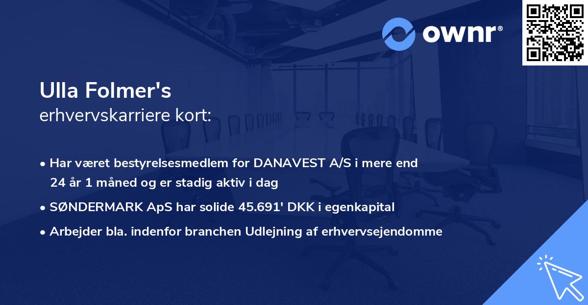 Ulla Folmer's erhvervskarriere kort