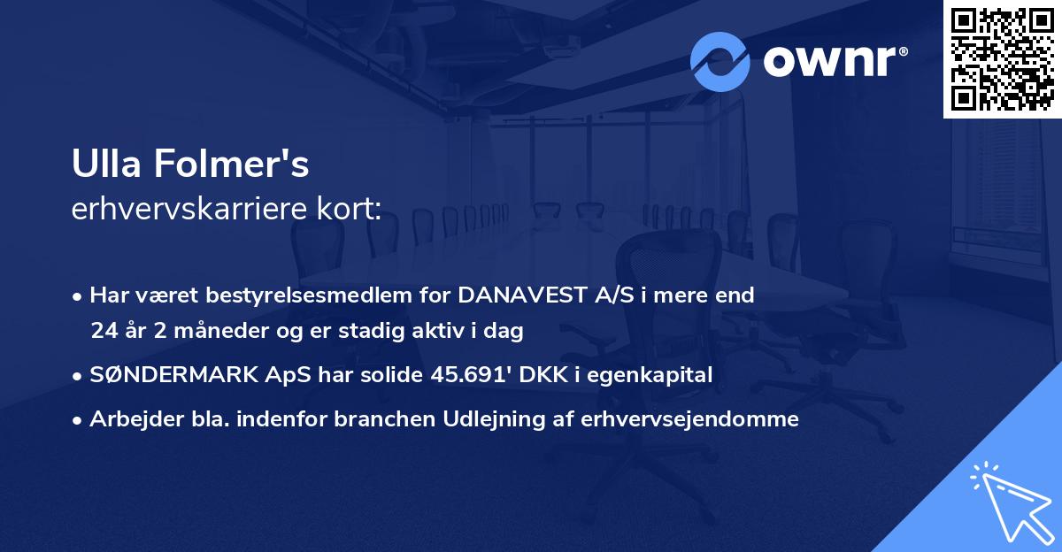 Ulla Folmer's erhvervskarriere kort