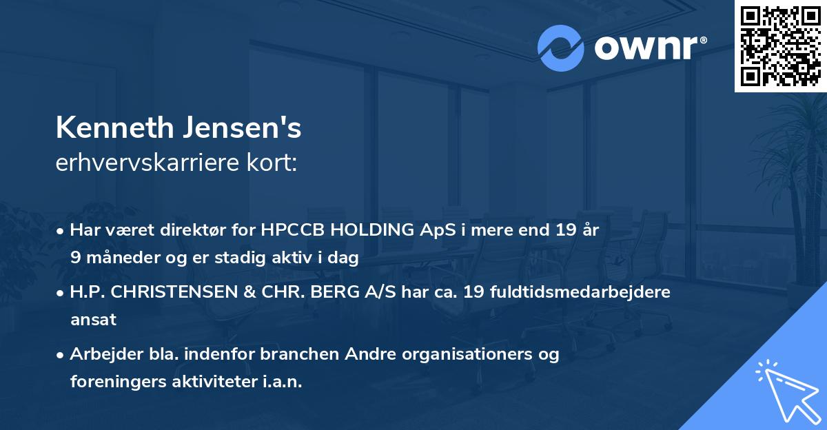 Kenneth Jensen's erhvervskarriere kort