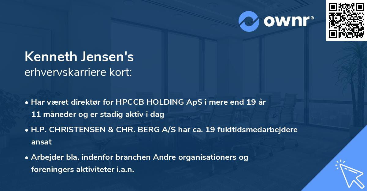 Kenneth Jensen's erhvervskarriere kort